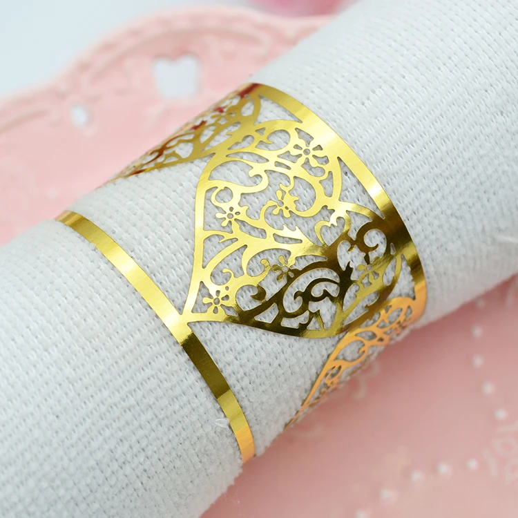 Королевский синий вырезанные лазером сердечки свадебные бумажные полотенца кольца - Цвет: metallic gold