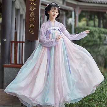 

Tang Dynasty 2020 Ancient Chinese Costume Hanfu Dress Women Embroidery Fairy Cosplay Elegant Princess Folk Dance Traditional