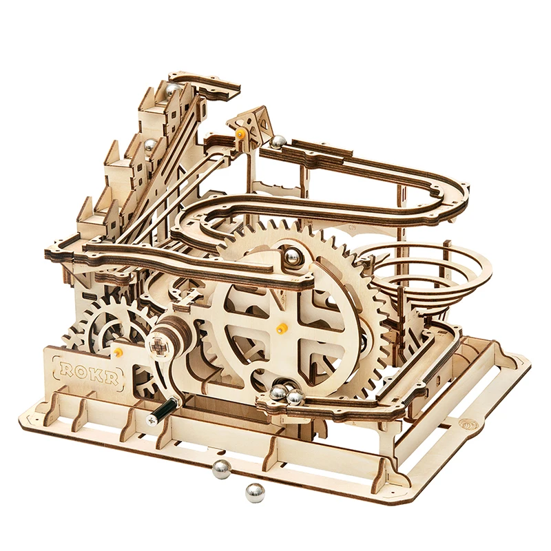 

Puzzle Toys DIY Gift Toys 3D Wooden Puzzle Gear Drive Waterwheel Coaster Model Building Kit Toys for Children Adult Gift