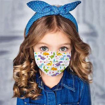

50pc Colorful Dinosaur Printed Children's 3layers Disposable Ear Loop Safety Protection Mouth Cover 2020 Large Stock Send Fast