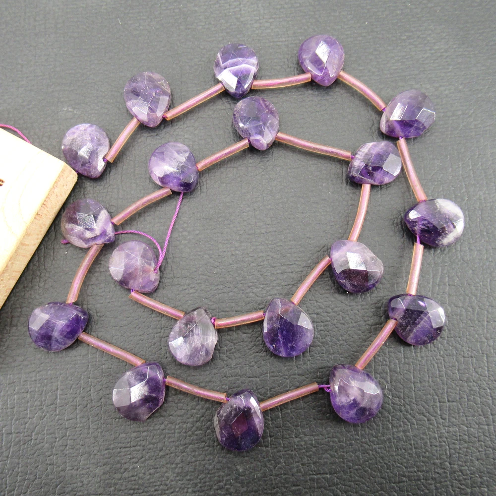 Natural Faceted Top-Drilled Purple Amethyst Water drop Loose Beads 15