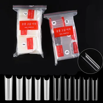 

500 Pcs/bag French False Nails Transparent Straight Long Nail Tips Artificial Nails for Nail Extension Nail Art Tool