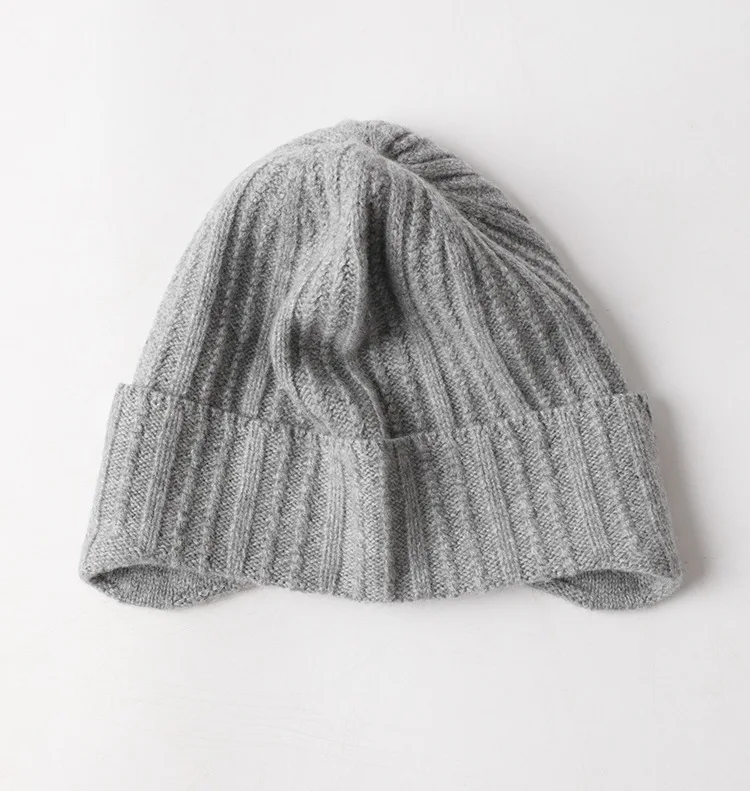 Naizaiga cashmere Striped knit design without dyed cashmere fashion warm knit earmuffs hat,SN270