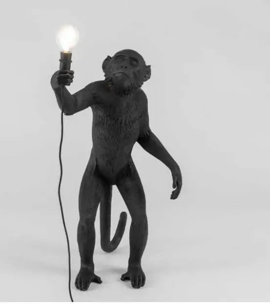 Скандинавские лампы в виде черной обезьяны, подвесной светильник с пеньковой веревкой, Модные Простые художественные реплики, подвесной светильник из смолы, светильник для домашнего декора - Цвет корпуса: floor lamp
