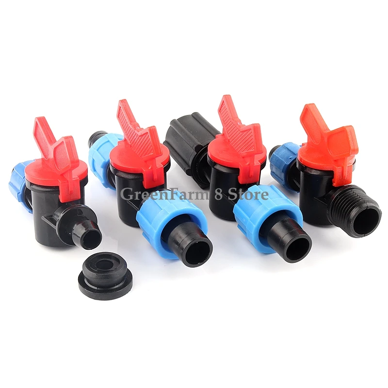 Drip Tape Valve Micro Irrigation System Connector 2~50pcs 1/2" Female/Male Thread 16mm for Greenhouse Watering 16mm Tube Use drip irrigation system
