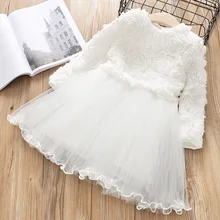 Winter Flower Girls Dress for Kids White Princess Dresses Elegant Wedding Dress for Girls Birthday Party Dresses Autumn Vestidos