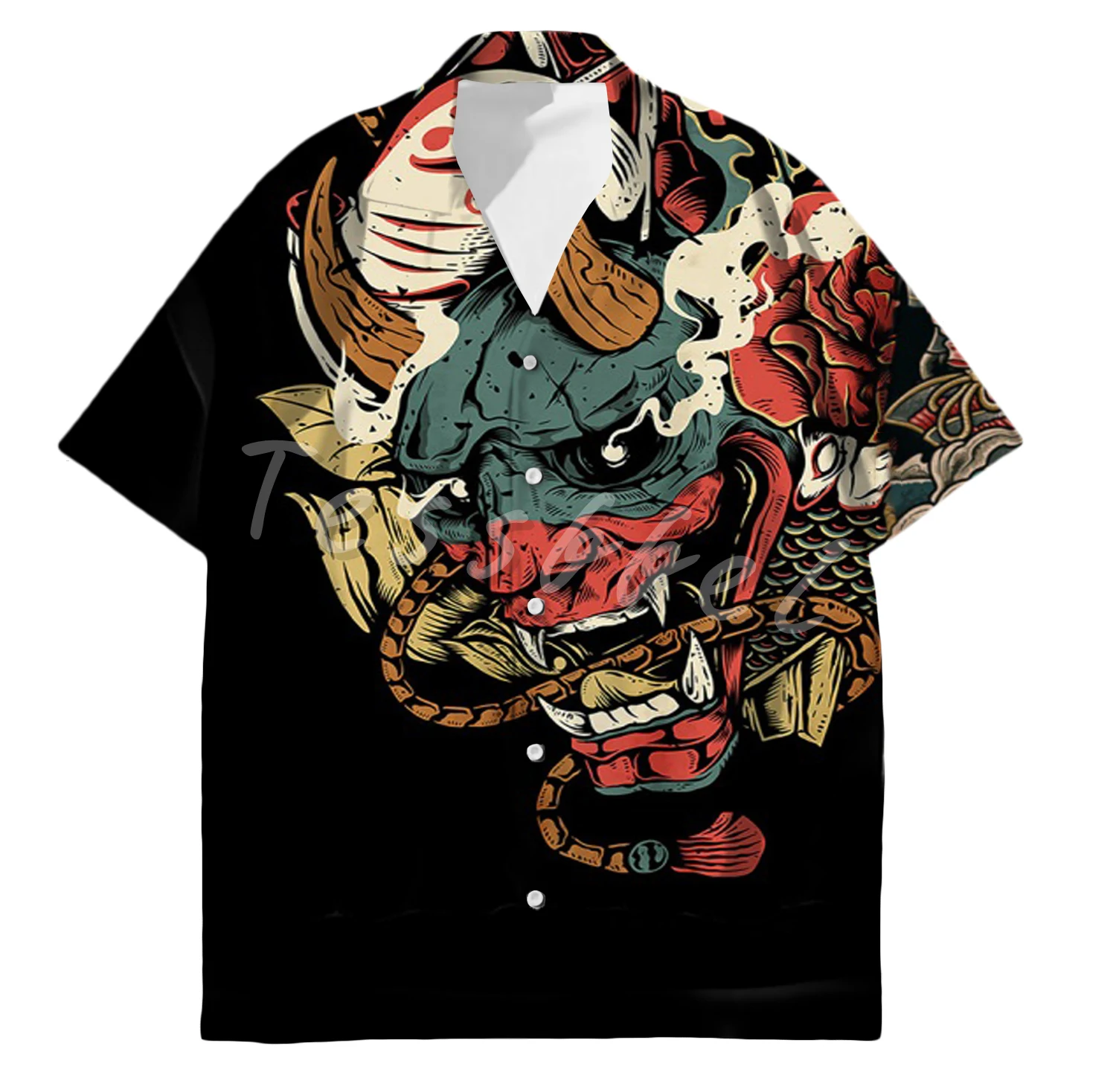 Tessffel Samurai Japan Tattoo 3D Print Men’s Hawaiian Shirts Beach Shirt Fashion Summer Harajuku Casual Oversize Streetwear S4