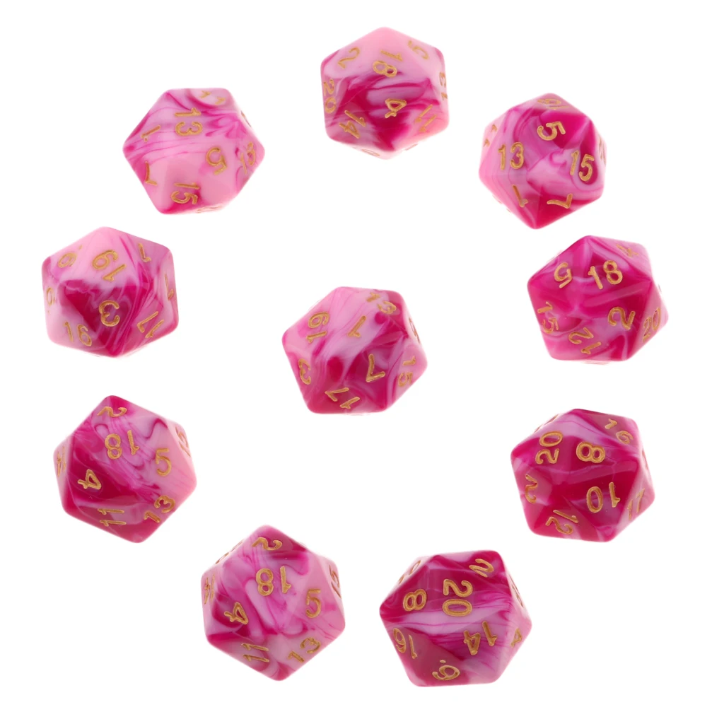 Rose Red White 10 шт. многогранные кости набор 20-кубика Семья для TRPG игра в кости Семья - Цвет: Rose Red White