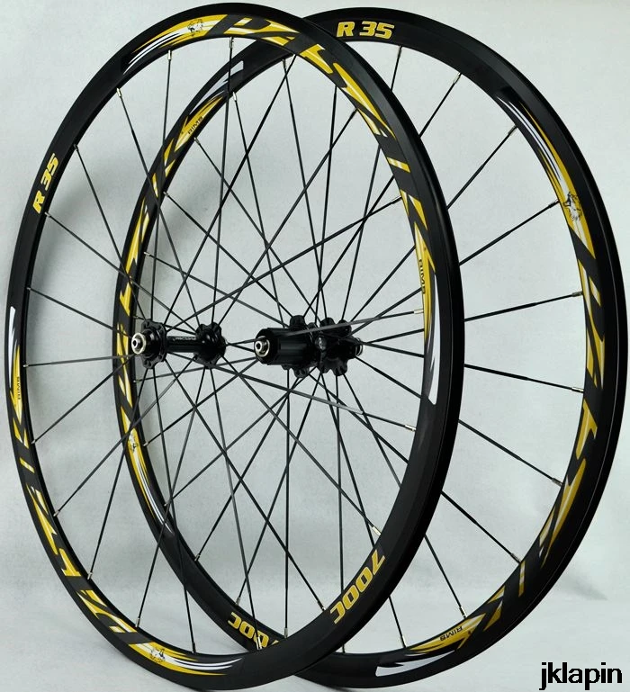 black hub gold logo Pasak R35 дорожный велосипед 700C колесный набор герметичный подшипник 11 скоростные колеса плоский спиц C/V тормоз 30 мм обод комплект велосипедных колес - Цвет: black hub gold logo