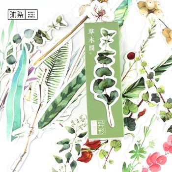 

30 pcs/box Green plant series Bookmark Paper Leaf Bookmark Promotional Gift Stationery Film book holder Message card