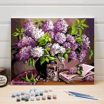 

Pictures Draw By Numbers Flowers Plant DIY Paint Acrylics Canvas Still Life Painting Hand-painted Wall Art For Living Room Adult
