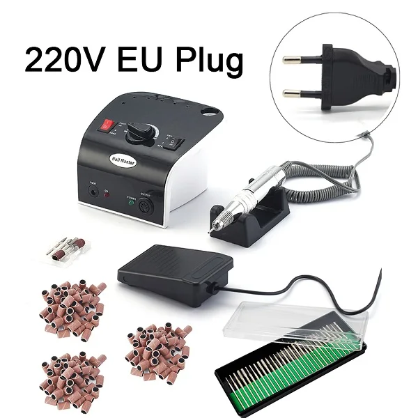 EU Plug 35000 об/мин, электрическая пилка для маникюра, педикюра, оборудование для дизайна ногтей, дрель для ногтей, машинка для маникюра с сверлом для ногтей - Цвет: EU Plug