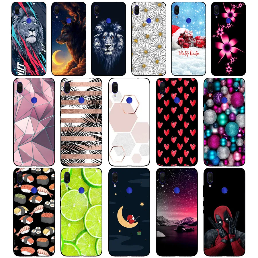 Untuk Xiaomi Redmi Note 7 Hitam Case Silikon Lembut Funda untuk Xiaomi Redmi Catatan 7 Hitam TPU Case Pelindung 6.3 