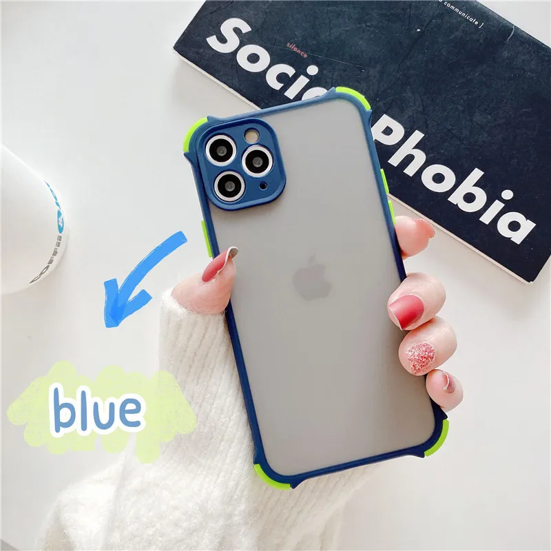 Phone Case For Xiaomi Redmi Note 9 9S PRO MAX Simple Matte Transparent Shockproof Four-Corner Bumpet Soft Frame Clear PC Cover