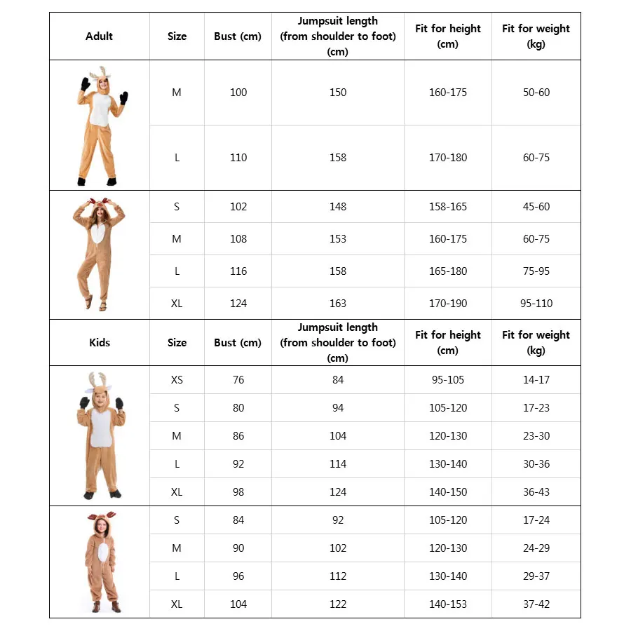 Umorden, унисекс, для взрослых и детей, Рождественский костюм северного оленя, для девочек и женщин, с капюшоном, уютный, олененок, костюм, косплей, Onesie, мультяшная Пижама
