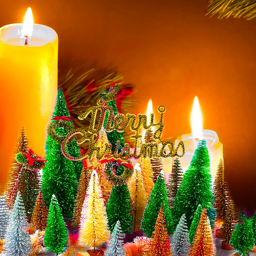 

49 Pcs Mini Christmas Sisal Trees Christmas Sign Table Decorations DIY Room Decor Christmas ornaments home decorations