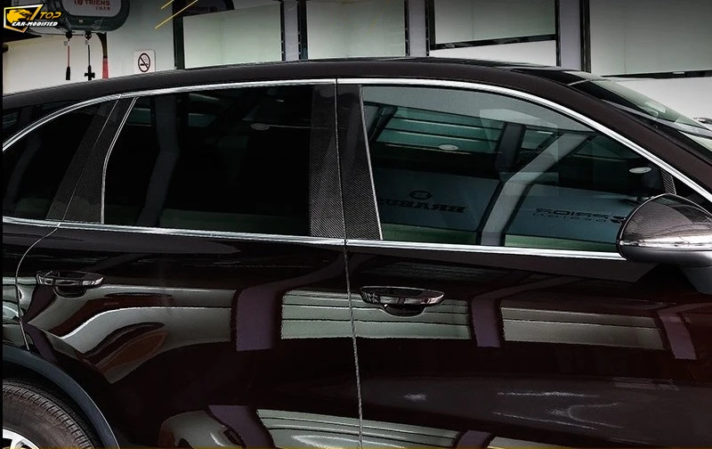 02-100% Real carbon fiber,Free Shipping Carbon Fiber Auto Door B-Pillars Side Window Covers Trims Car Parts for Porsche Cayenne