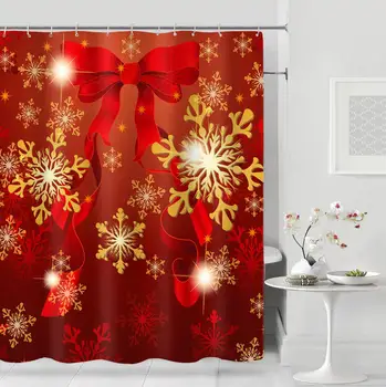 

Modern abstract holiday celebration Polyester Wear-resistant Thicken Waterproof Bathroom Shower Curtain Christmas Decorations