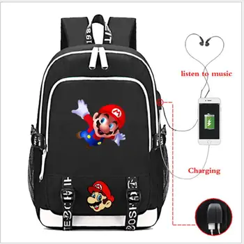 

Casual Super Mario Bros Usb Charge Backpack Students Boys Girls School Bag Men Women Fashion New Style Travel Capacity Knapsack