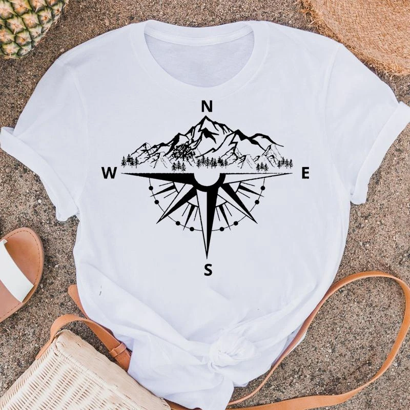 Camisetas montaña para mujer, ropa de Camper de viaje, moda informal mujer, camiseta de manga corta, camiseta estampada, Top|Camisetas| - AliExpress