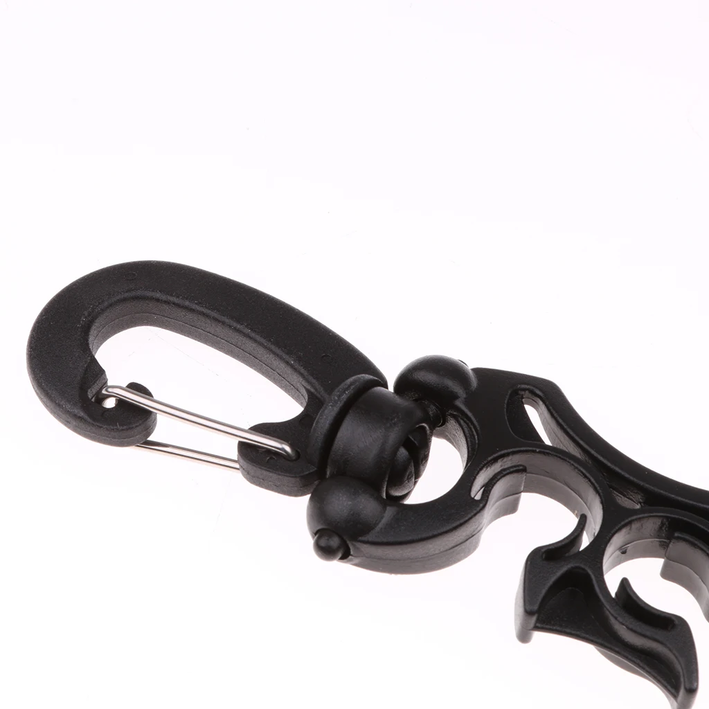 2 Pieces Scuba Diving Double BCD Hose Holder with Swivel & Folds Clip Black Water Sports Swimming Diving Pool Accessories