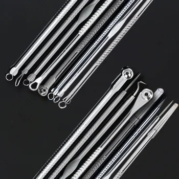 

2 Sets of Gradient Color Blemish Remover Blackhead Acne Cleaning Tweezers Stainless Steel Pimple Needles Kit Multifunctional Fac
