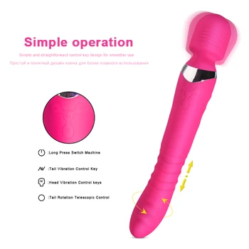 Telescopic Heating Wand Vibrator Dual Motor Rotating G Spot Vibrator Vagina Clit Massager Female Masturbator Sex Toys for Women 4