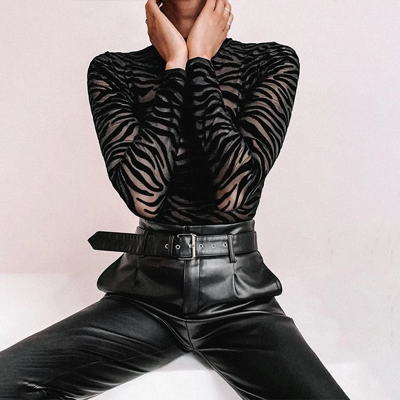 WannaThis Black Faux Leather Straight Pants With Belt Elegant Casual Women Autumn High Waist Streetwear Ladies Vintage Trousers