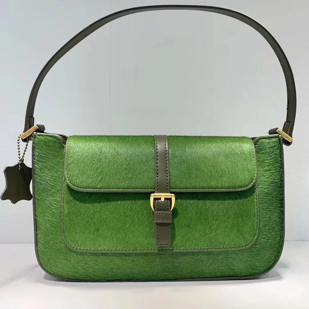 

Horsehair Handbags Drop Shipping Women Shoulder Bag Retro Genuine Leather Alligator Print Flap Purses 6 Colors Original Designer