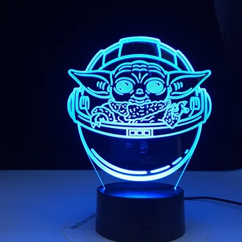 

3D LED Mutilcolors Change Baby Yoda In His Career Decorative Light Usb Battery Powered Children Night Lamp 3d Lamp Gift Dropship