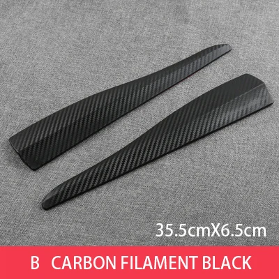 2pcs Car Front Rear Bumper Protector Guard Strip Rubber Scratch Sticker Black White Carbon Universal Adhesive Auto Lip Splitter - Цвет: B Carbon Fiber Black