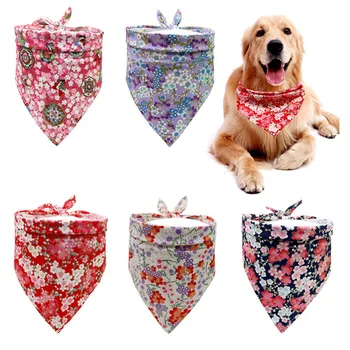 

New Dog Bandanas Adjustable Pet Scarf Pet Bandana For Dog Floral Washable Bow Ties Collar Cat Dog Scarf Grooming Dog Accessories