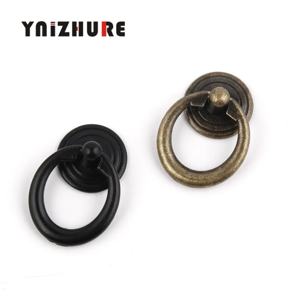 YNIZHURE-10PCS-47-31mm-Black-Bronze-Vintage-Round-Ring-Furniture-Door-Pull-Handle-Zinc-Alloy-Cabinet (3)