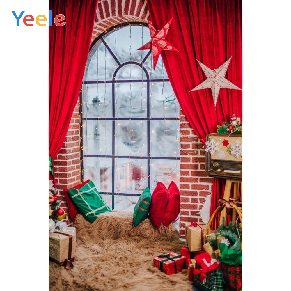 

Yeele Christmas Backdrop Tree Gift Window Star Newborn Baby Birthday Background Custom Photocall Photography For Photo Studio