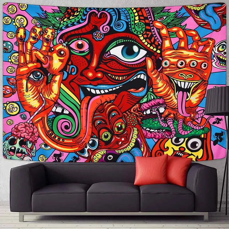 psychedelic trippy art wall tapestry wall cloth hanger US SELLER 
