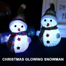 Рождественские игрушки, Хрустальные зерна, снеговик, пластиковые украшения, вечерние игрушки, сказочные милые световые украшения