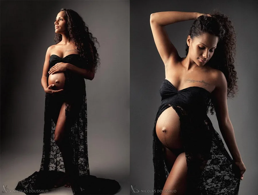 DHL 100pcs Maternity Photography Props Maternity Lace Fancy Shooting Photo Pregnant Dress S/M/L/XL 1