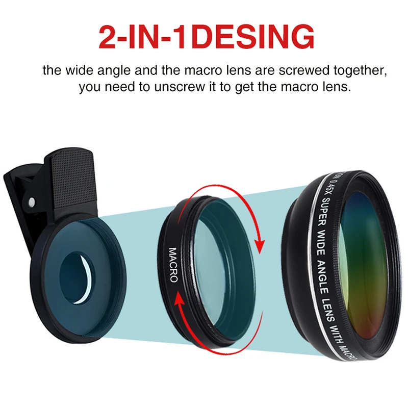 New-APEXEL HD 37MM 0.45X Super Wide Angle Lens with 12.5X Super Macro Lens for IPhone 6 Plus 5S 4S Samsung S6 S5 Note 4 Camera L