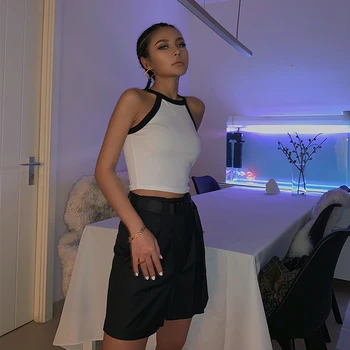 

2020 new fashion women's clothing All-match sexy color matching short slim camisole female stretch