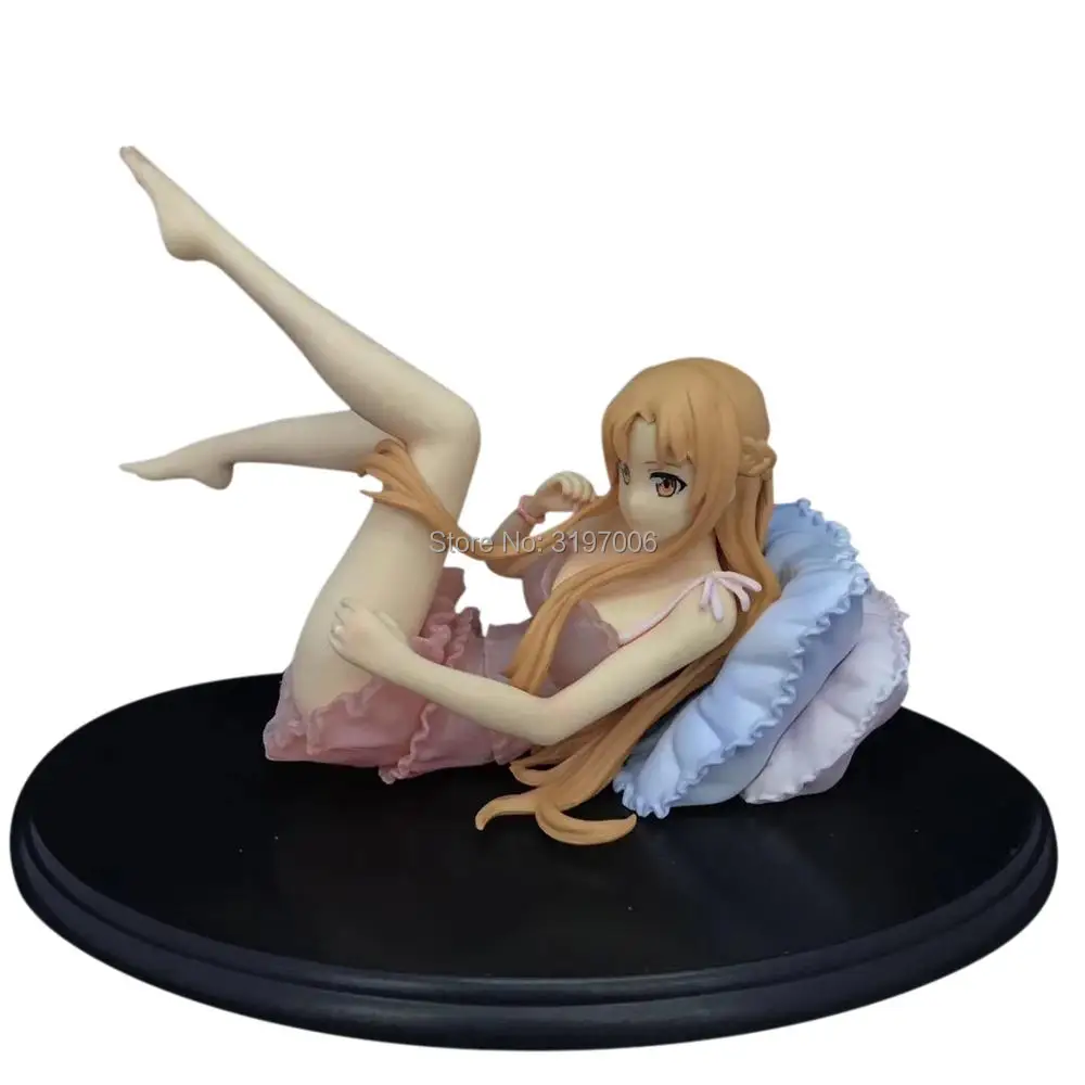 

10CM 4'' Sword Art Online Yuuki Asuna PVC Figure Camisole lying Anime Sexy Girl Collectible Model Toy High Quality