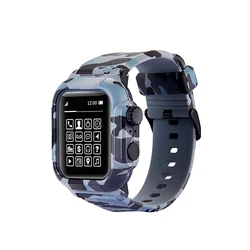 ShellBox IP68 Waterproof Armor Cover for Diving, Swimming, Outdoor Sports - Anti - Fall Protection for Apple Watch (Camouflage)