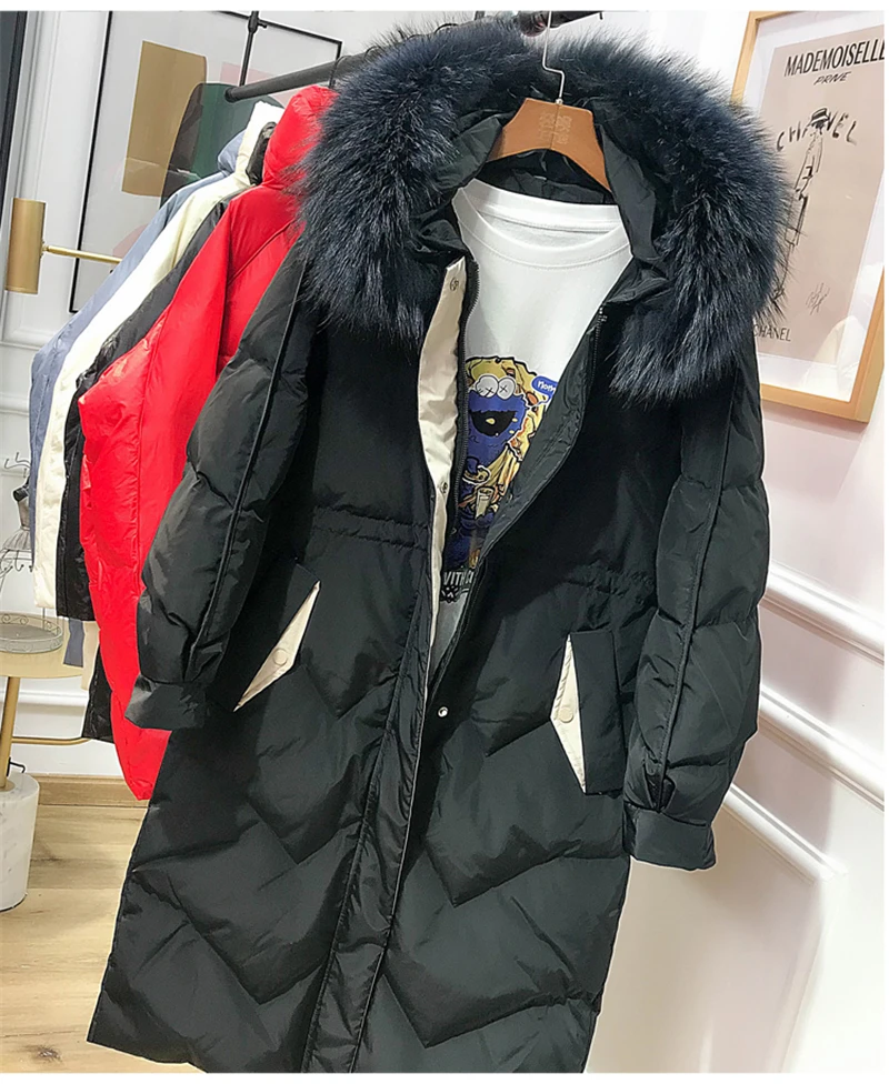 Зимняя куртка для женщин пуховик с натуральным мехом парка длинные большие размеры корейский стиль теплая куртка для женское пончо