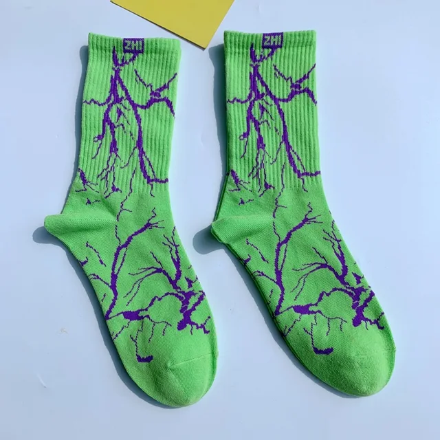 Korean Style Harajuku Skateboard Long Socks Creative Fun Lightning Hip Hop Style Socks Unisex Street Couple Socks 3