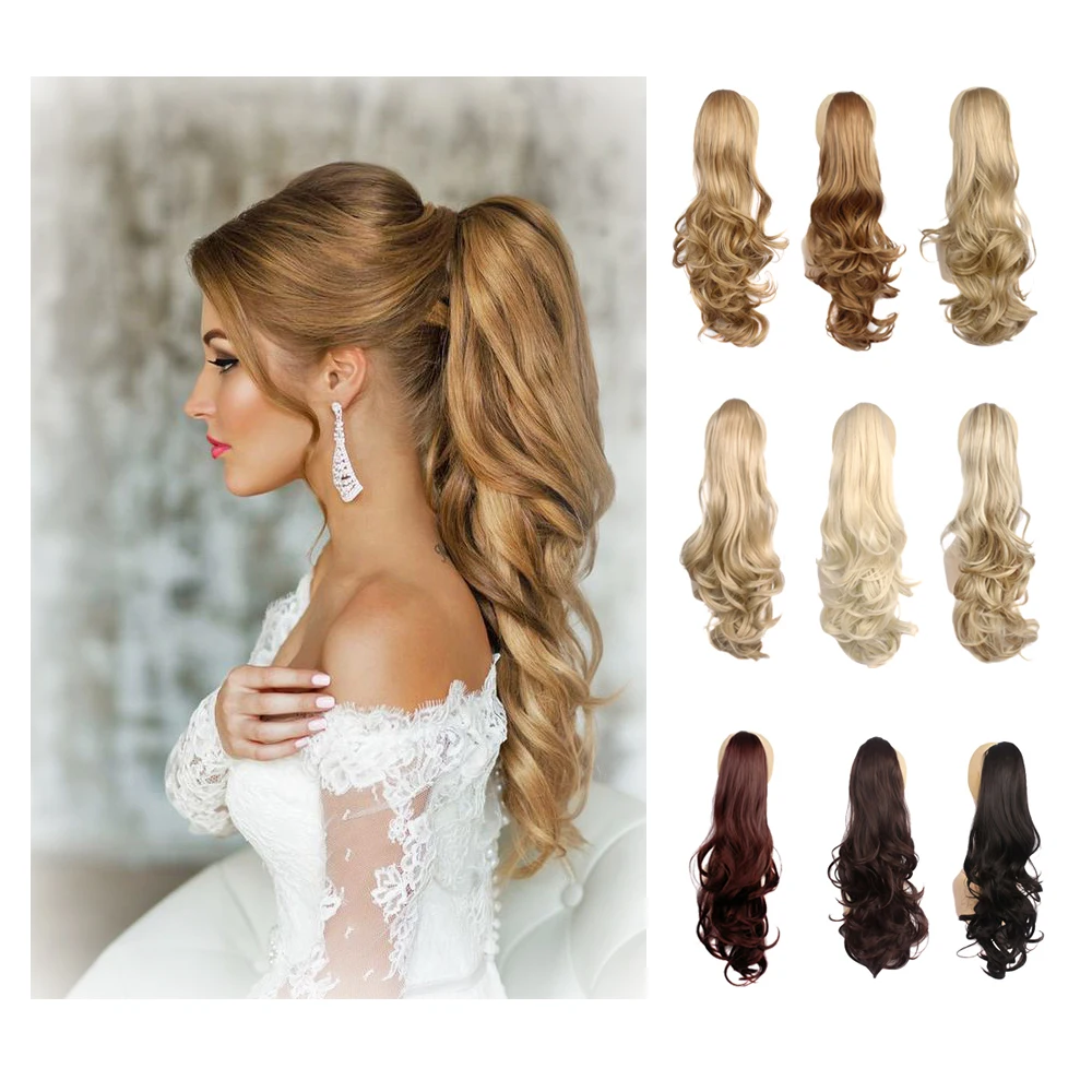 

BUQI 24 Inch Long Wave Synthetic Claw Clip Ponytail Hair Extension, Fashion Women's High Temperature Fiber Hair Accessories
