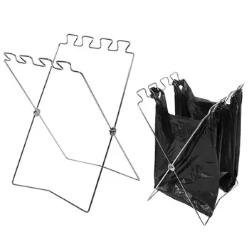 

Folding Trash Bag Holder Stand Portable Foldable Outdoor Camping Picnic Stainless Steel Garbage Rack Hanging Plastic Bag Holder