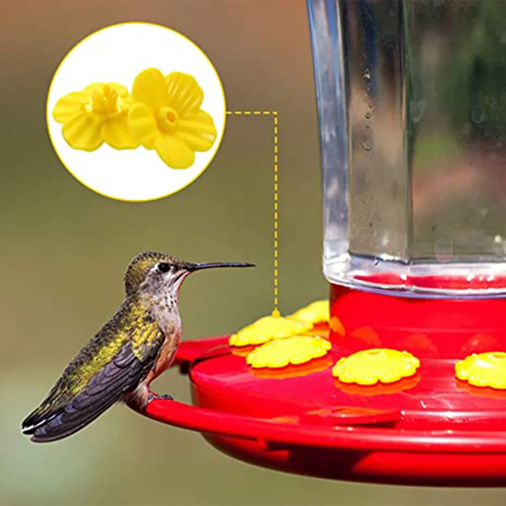 10pcs Yellow Hummingbird Feeder Replacement Flowers Feeding Ports