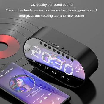 

Portable Bluetooth Speaker With Alarm Clock Wireless Loudspeaker Music Surround Loud Speaker For Phone PC Computer