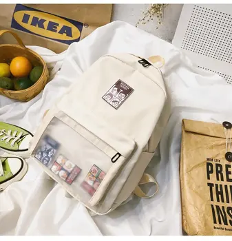 

WJ2679 Korean style canvas simple school bag student backpack