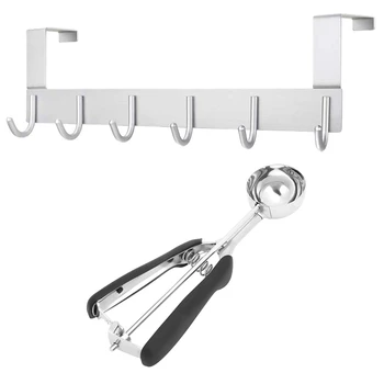 

Over Door Hanger with 6 Hooks, Over Door Hook & Household Use Kitchen Accessories Household Ice Cream Spoon