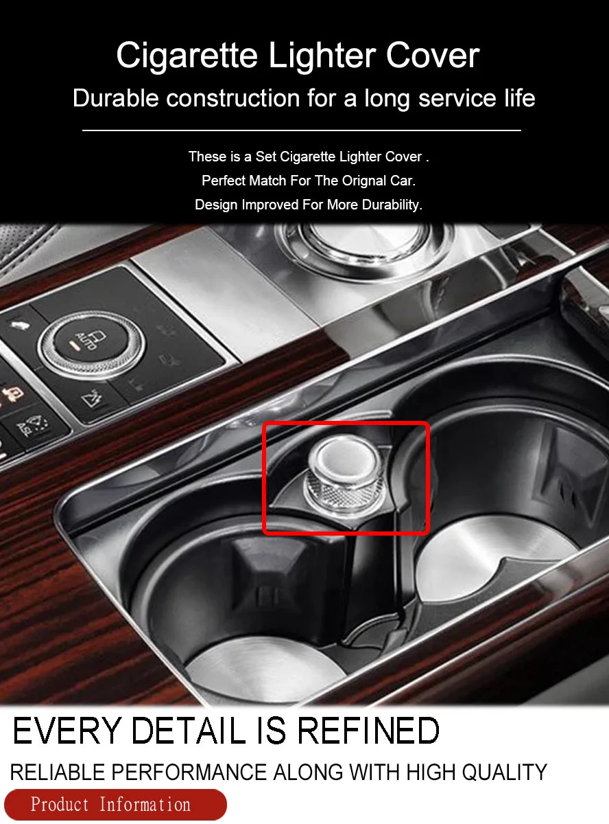 Wooeight Car Styling ABS Cigarette Lighter Cover Trim Fit For Landrover Range Rover Vogue SV 2009-2012 2013 2014 2015 2016 2017 (7)